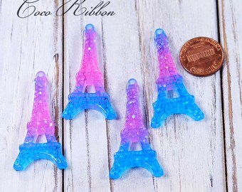 6pc Gradient Pastel Rainbow Glitter Moon Flatback Resin Cabochon G16