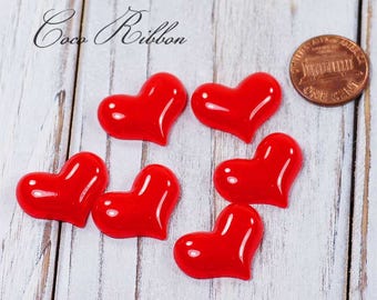 12pcs 22mm Red Valentine Heart Flatback Resin Cabochons Diy Phone case Deco D22