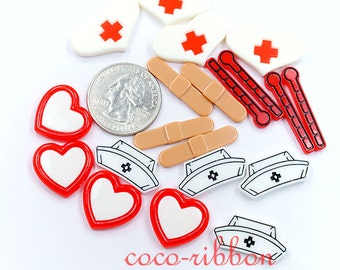 10pcs Nurse Kit Set Medical Care DIY Set Flatback Resin Cabochons - 20mm~28mm B08