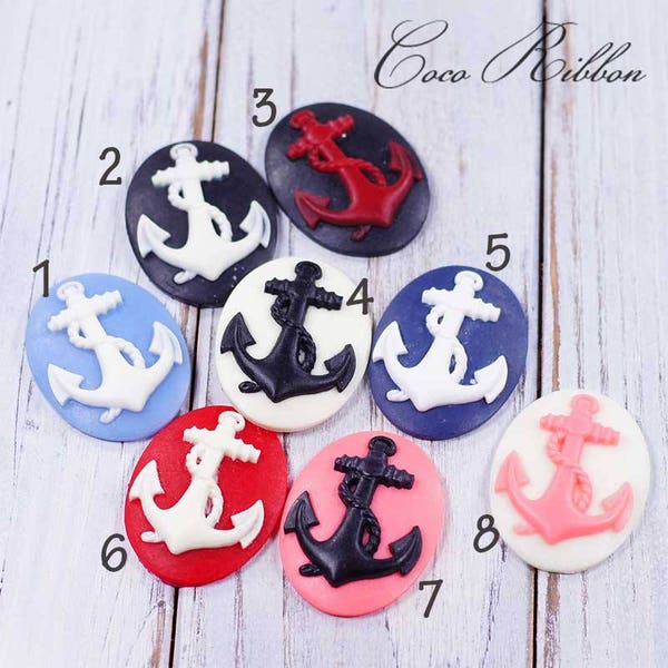 8pc 40x30mm Large Anchor Sail Resin Cameo Cabochons Diy Deco G10