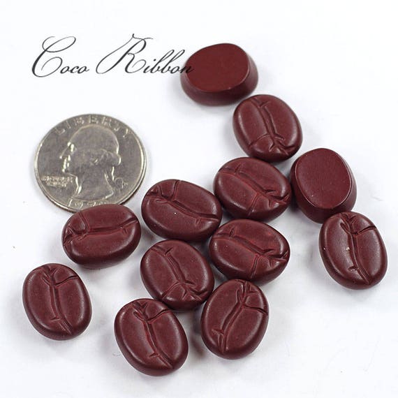 17mm 12pc Fake Dark Coffee Bean Beans FLAT BACK RESINS Cabochons G07