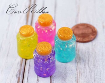 22mm 8pcs Mixed Fake Glitter Miniature Jar Bottle Dollhouse Resin Flatback Cabochon Cabochons D29