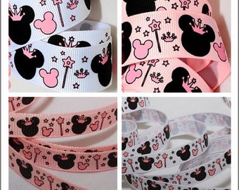 10 yards 3/8~7/8 inch  9mm~22mm Minnie Princess Wand Grosgrain Ribbon