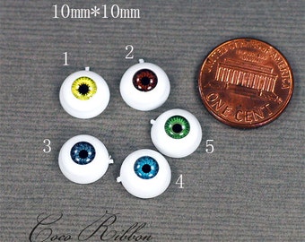 20pcs 10mm Mixed Round Eyeball Eye Spooky Resin Cabochons Diy Deco C35