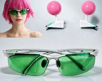 Óculos de Cosplay Saiki Kusuo, Acessórios de Fantasia, Roupas, Chapéus Verdes, Ideal para Festas de Halloween, Presente