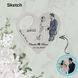 Recuerdos de boda personalizados, imán abridor de botellas personalizado para invitados al por mayor, estilo boceto de acuarela a partir de una foto, regalos únicos