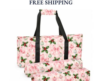 Coffret de mah-jong de Noël, 24 motifs festifs, sac de rangement pour mah-jong avec étui à tuiles et sac de rangement, personnalisation avec nom, cadeau de Noël pour elle