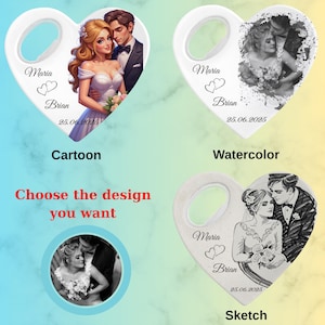 Recuerdos de boda personalizados, imán abridor de botellas personalizado para invitados al por mayor, estilo boceto de acuarela a partir de una foto, regalos únicos