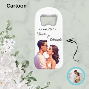 Recuerdos de boda personalizados, imán abridor de botellas personalizado para invitados al por mayor, estilo boceto de acuarela a partir de una foto, regalos únicos