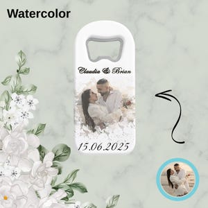 Recuerdos de boda personalizados, imán abridor de botellas personalizado para invitados al por mayor, estilo boceto de acuarela a partir de una foto, regalos únicos
