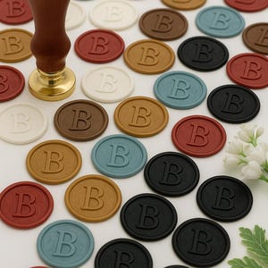 Personalisierte Wachssiegel-Aufkleber, selbstklebend, Monogramm-Wachssiegel, handgefertigte Wachssiegel für Hochzeitseinladung, Logo-Wachssiegel