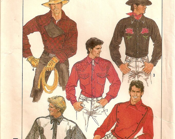 Mens Western Shirt Vintage Sewing Pattern Simplicity 8473 Etsy Sweden