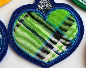 Dress Lime Reverse McKellar Tartan Heart Bauble - Scottish Christmas Ornament