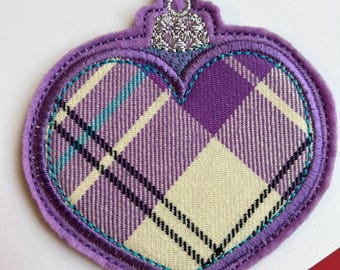 Dress Purple MacPherson Tartan Heart Bauble - Scottish Christmas Ornament