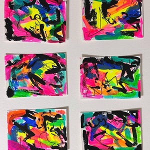 Vibrant Bold ACEO, ACEO Set, Original Art, Abstract ACEO, Gifts for her, Art Collection, Unique Art, One of a kind Art