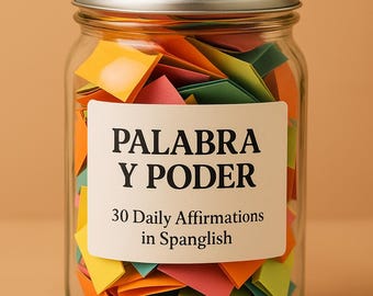 Monthly Bilingual Affirmation Cards in Spanish & English | Printable Spanglish Quotes | Latina Self-Love and Motivation | Jar Notes | 30pack