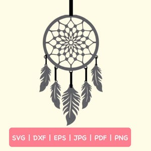 Dreamcatcher and Feathers | Vector Files | Laser Cut File for Glowforge Cricut, Silhouette XTool, CNC | Boho Wall Decor | Digital Download