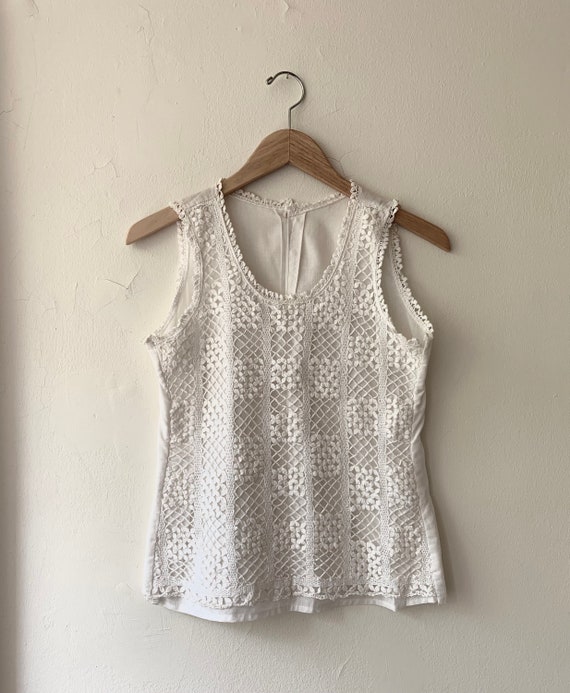 90s Crochet Cotton Lace Top