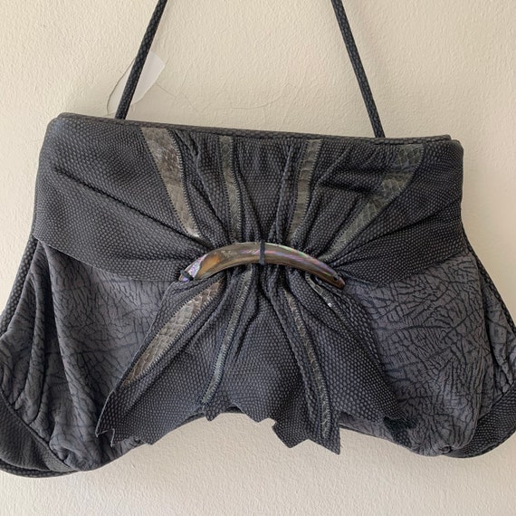 80s Suede and SnakeSkin Large Clutch Shoulder Bag… - image 10