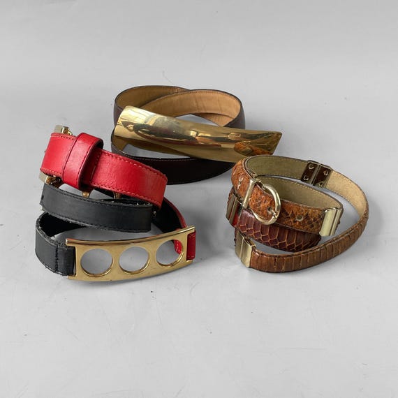Lot of 3 80s Vintage Belts Great Hardware Gold Tone 