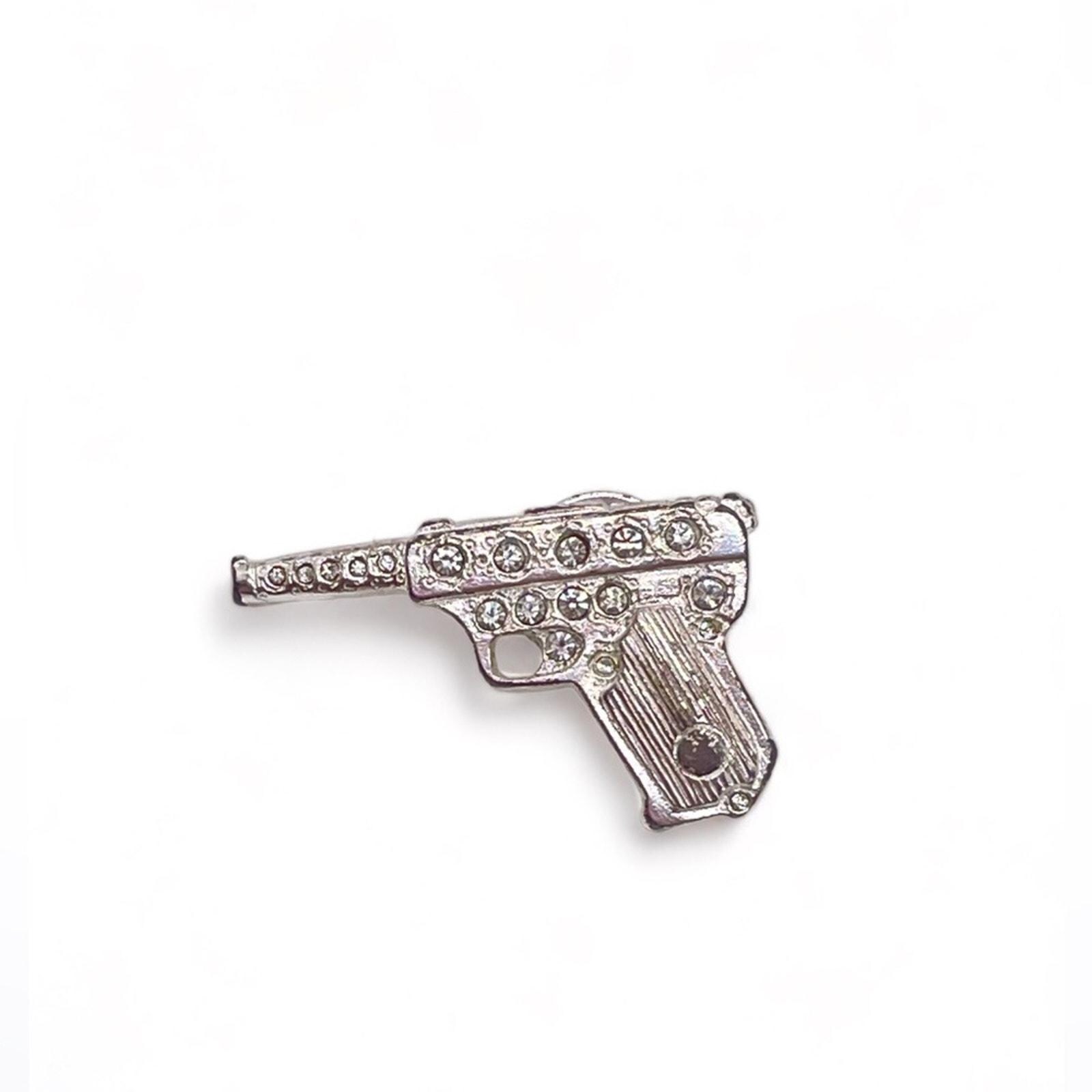 Vintage Yves Saint Laurent YSL Jeweled James Bond 007 Pistol Pin