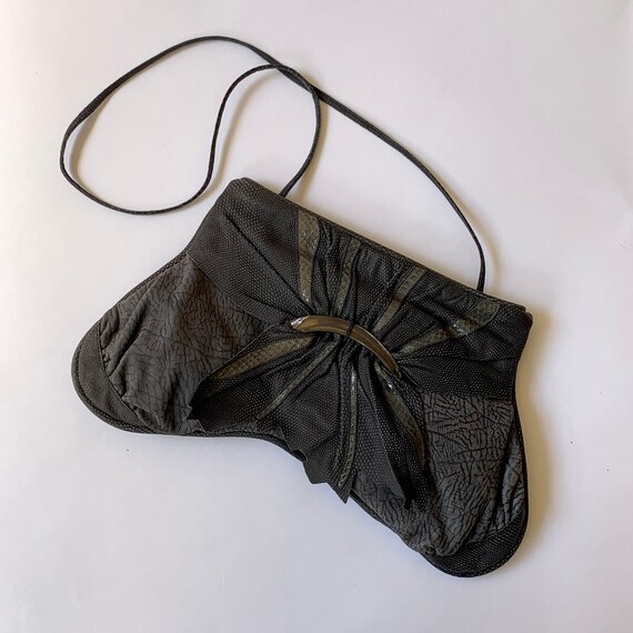 80s Suede and SnakeSkin Large Clutch Shoulder Bag… - image 9