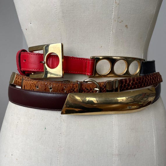 Lot of 3 80s Vintage Belts Great Hardware Gold Tone 