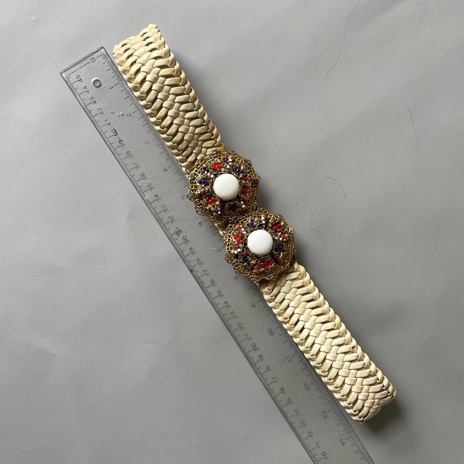 Stanley Hagler NYC Signed Vintage Jeweled Stretch Belt Filigree Clasp Rhinestone Vintage Stanley Hagler NYC Signed Belt Jeweled Filigree  main image 2