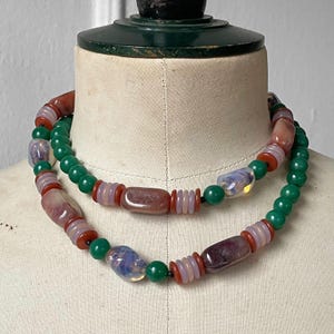 Vintage KENNETH LANE Opalescent Glass and Plastic KJL  Beaded Necklace Signed