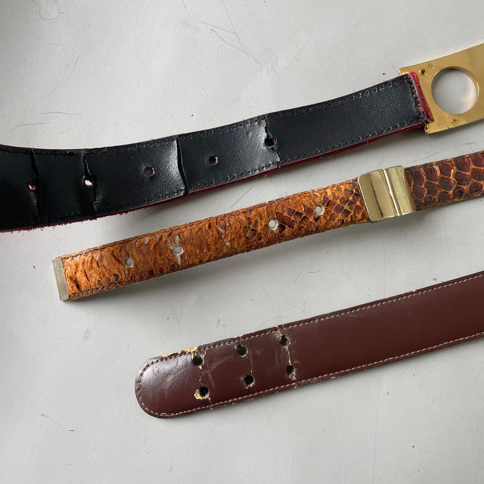 Lot of 3 80s Vintage Belts Great Hardware Gold Tone  display picture 1