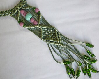 1970's Bohemian MACRAME  Bib Necklace