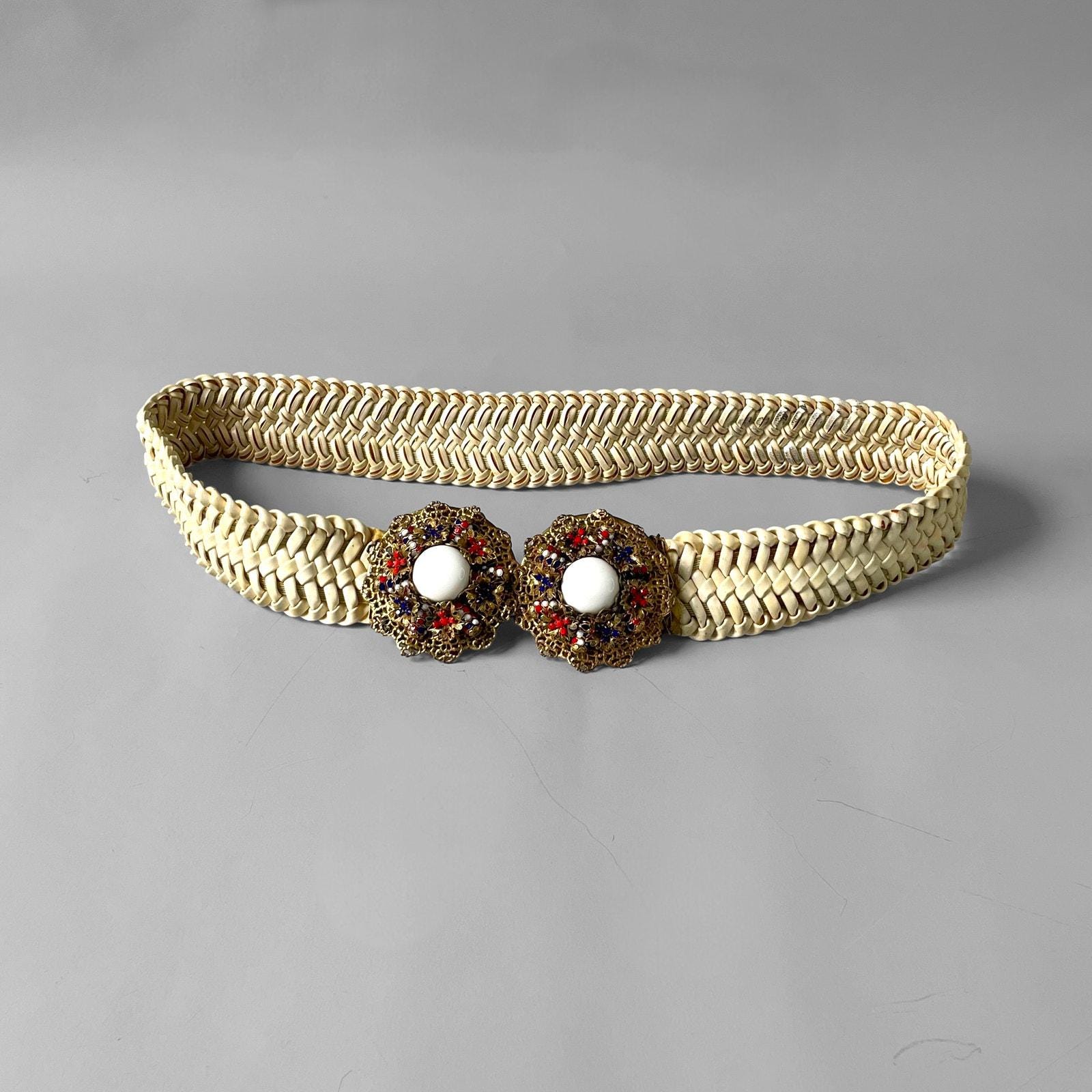 Stanley Hagler NYC Signed Vintage Jeweled Stretch Belt Filigree Clasp Rhinestone Vintage Stanley Hagler NYC Signed Belt Jeweled Filigree  main image 4