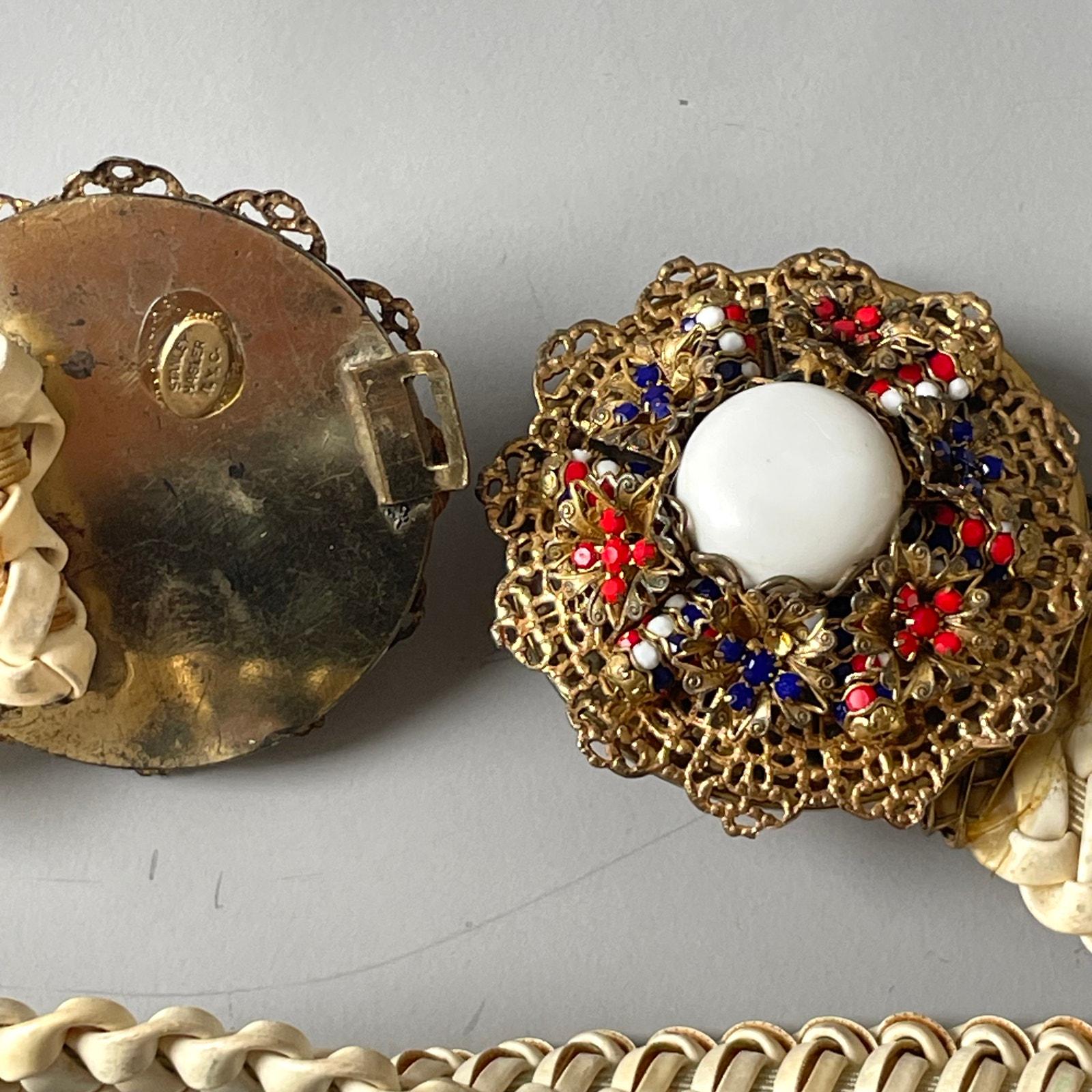 Vintage Stanley Hagler NYC Signed Belt Jeweled Filigree 