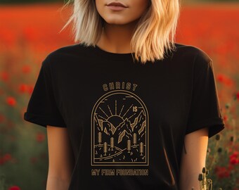 Christian Firm Foundation Graphic Tee, Inspirational Bible Verse Shirt