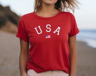 USA Flag T-Shirt: Patriotic Bella + Canvas Unisex Tee