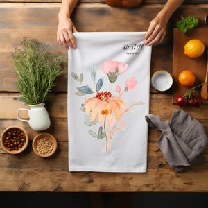 Tea Towels - Be Still scripture design, Cotton/Poly Kitchen Towel, Religious Home Decor, Inspirational Hostess Gift, Farmhouse Dish Towel