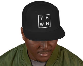 Embroidered Snapback Hat with YHWH Design, Religious Christian Baseball Cap