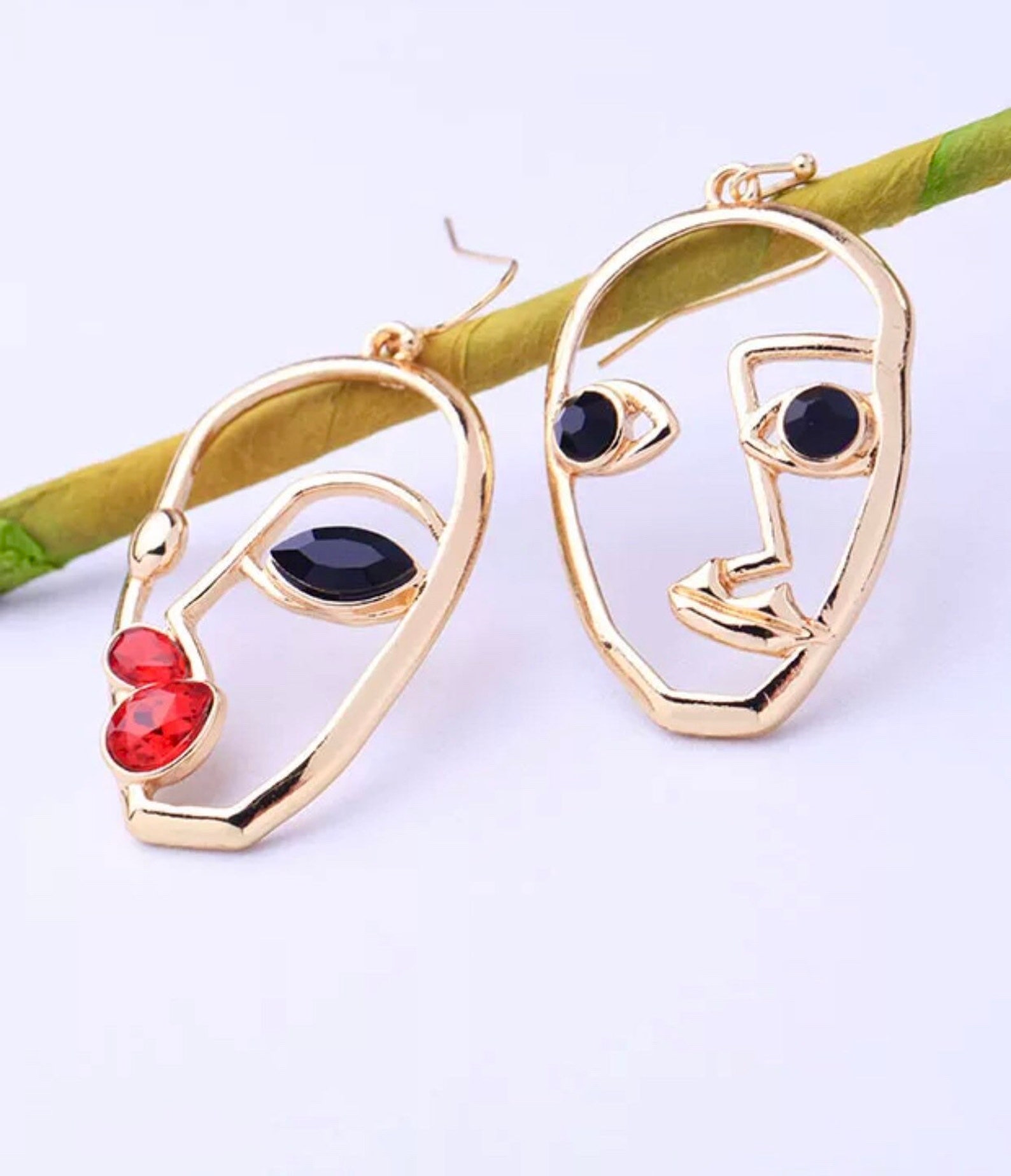 Funky earrings Statement earrings Gemstone earrings Face Etsy