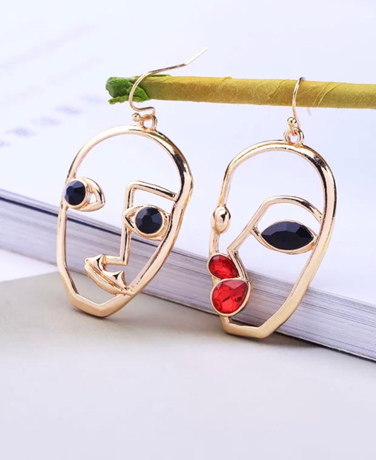 Funky Earrings Statement Earrings Gemstone Earrings Face Etsy India