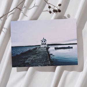 Moody Coastal Maine Fine Art Print – Film Style Seaside Cottage Wall Art – Vintage New England Coastal Home Photo