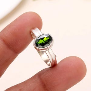 Green Tourmaline Ring, 925 Sterling Silver Ring, Oval Shape Ring, Handmade Ring, Boho Ring, Promise Ring, Engagement Ring, Anniversary Gift