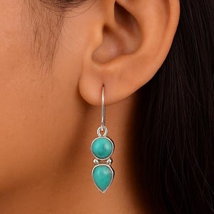 Arizona Turquoise Earrings, 925 Sterling Silver Earrings, Handmade Earrings, December Birthstone, Gemstone Silver Jewelry, Gift For Her
