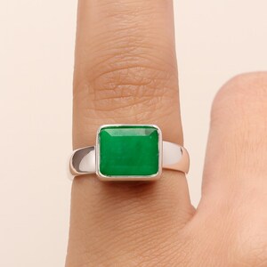 Emerald Ring, 925 Sterling Silver Ring, May Birthstone Ring, Gemstone Ring, Statement Silver Ring, Boho Handmade Ring, Wedding Gift for Her