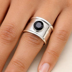 Black Onyx Ring, 925 Sterling Silver Ring, December Birthstone Ring, Round Gemstone Silver Ring, Minimalist Handmade Jewelry, Gift For Her