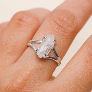 Herkimer Diamond Ring, 925 Sterling Silver Ring, Boho Ring, Women Ring, Rough Gemstone Ring, Handmade Ring, Engagement Ring, Gift for Her