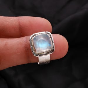 Rainbow Moonstone Ring, 925 Sterling Silver Ring, June Birthstone Ring, Women Silver Ring, Cabochon Ring, Statement Jewelry, Ring For Women