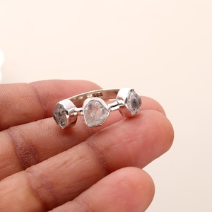 Natural Herkimer Diamond Ring, 925 Sterling Silver Ring, Rough Gemstone Ring, Engagement Ring, Promise Ring, Handmade Ring, Raw Crystal Ring
