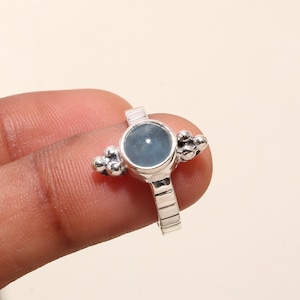 Aquamarine Ring, 925 Sterling Silver Ring, March Birthstone Ring, Blue Gemstone Ring, Handmade Ring, Boho Ring, Statement Ring, Crystal Ring