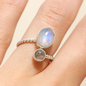 Rainbow Moonstone Ring, 925 Sterling Silver Ring, Oval Shaped Ring, June Birthstone Ring, Handmade Boho Ring, Statement Ring, Gift For Her