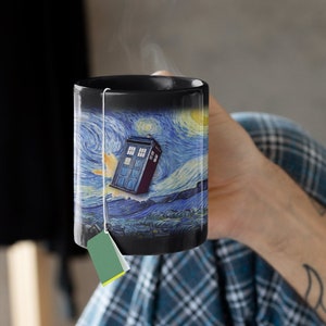 Doctor Who TARDIS Mug - Van Gogh Starry Night Coffee Cup Inspired Mashup -  - Whovians Fandom Gift - TV Series